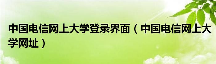 中国电信网上大学登录界面（中国电信网上大学网址）