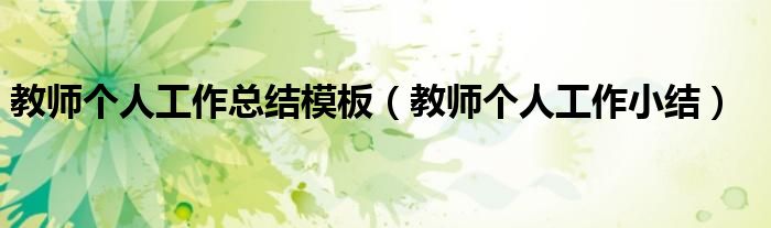 教师个人工作总结模板（教师个人工作小结）