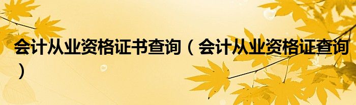 会计从业资格证书查询（会计从业资格证查询）