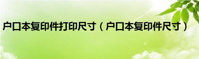户口本复印件打印尺寸（户口本复印件尺寸）