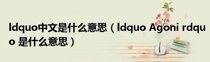 ldquo中文是什么意思（ldquo Agoni rdquo 是什么意思）