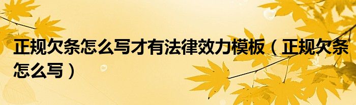 正规欠条怎么写才有法律效力模板（正规欠条怎么写）