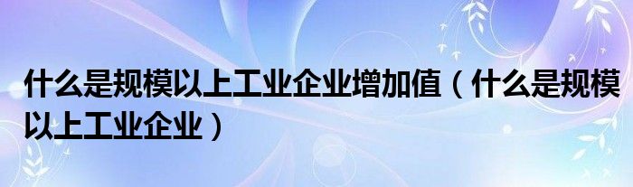 什么是规模以上工业企业增加值（什么是规模以上工业企业）