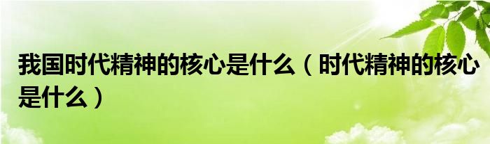 我国时代精神的核心是什么（时代精神的核心是什么）