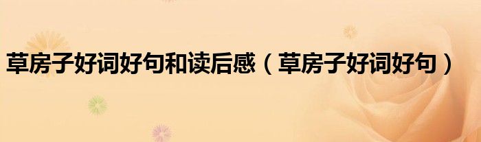 草房子好词好句和读后感（草房子好词好句）