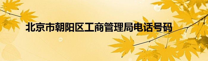 北京市朝阳区工商管理局电话号码