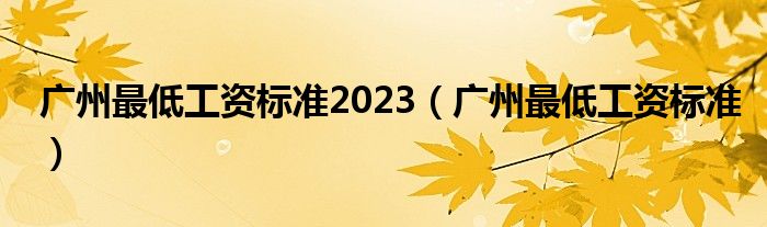 广州最低工资标准2023（广州最低工资标准）