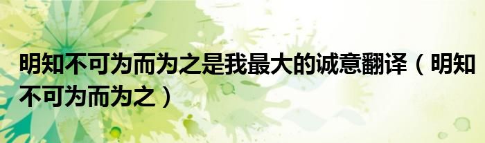 明知不可为而为之是我最大的诚意翻译（明知不可为而为之）
