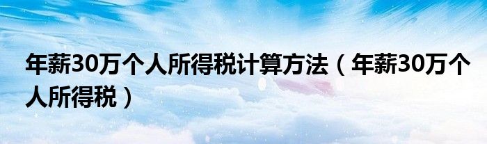 年薪30万个人所得税计算方法（年薪30万个人所得税）