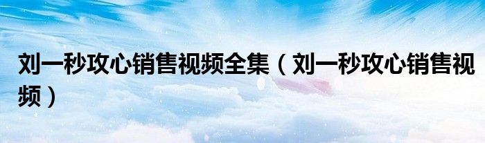 刘一秒攻心销售视频全集（刘一秒攻心销售视频）