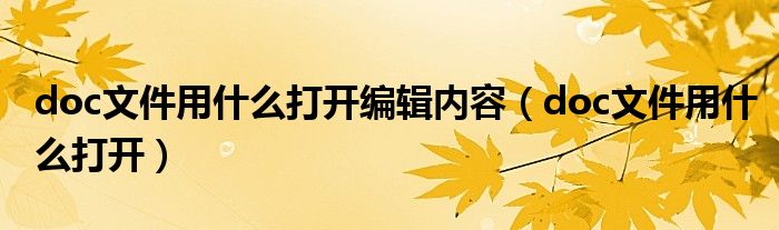 doc文件用什么打开编辑内容（doc文件用什么打开）