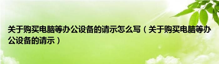 关于购买电脑等办公设备的请示怎么写（关于购买电脑等办公设备的请示）