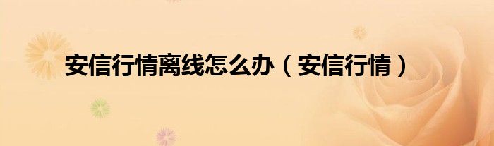 安信行情离线怎么办（安信行情）