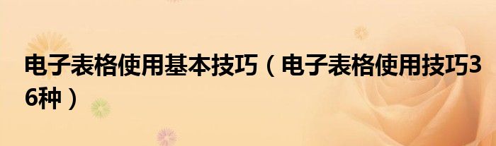 电子表格使用基本技巧（电子表格使用技巧36种）