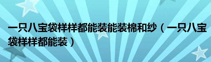 一只八宝袋样样都能装能装棉和纱（一只八宝袋样样都能装）