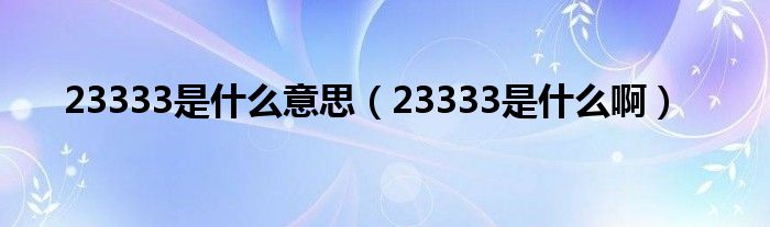 23333是什么意思（23333是什么啊）