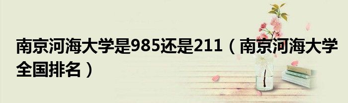 南京河海大学是985还是211（南京河海大学全国排名）