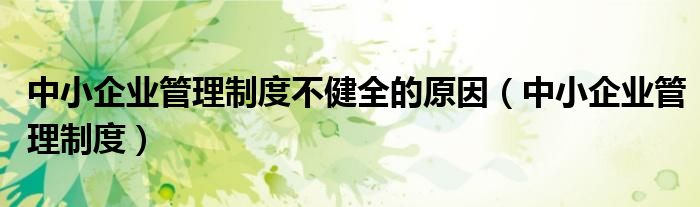 中小企业管理制度不健全的原因（中小企业管理制度）