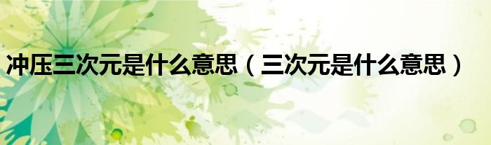 冲压三次元是什么意思（三次元是什么意思）