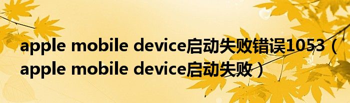 apple mobile device启动失败错误1053（apple mobile device启动失败）