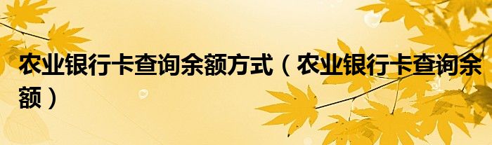 农业银行卡查询余额方式（农业银行卡查询余额）