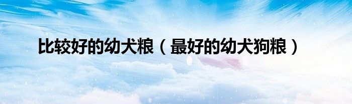 比较好的幼犬粮（最好的幼犬狗粮）