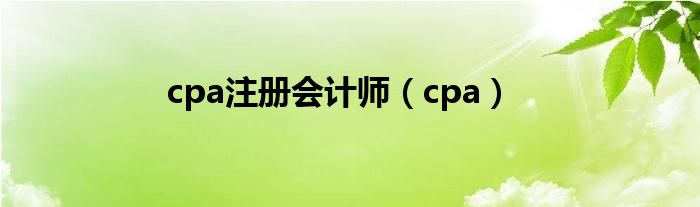 cpa注册会计师（cpa）