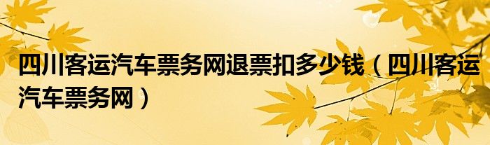 四川客运汽车票务网退票扣多少钱（四川客运汽车票务网）