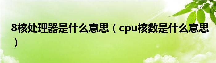 8核处理器是什么意思（cpu核数是什么意思）