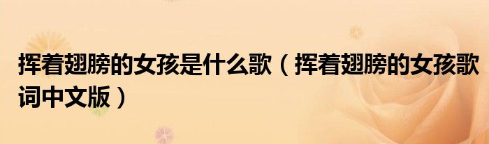 挥着翅膀的女孩是什么歌（挥着翅膀的女孩歌词中文版）