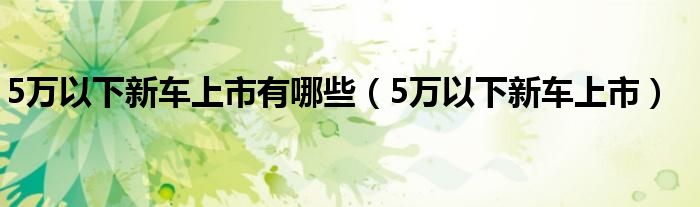 5万以下新车上市有哪些（5万以下新车上市）