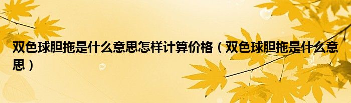双色球胆拖是什么意思怎样计算价格（双色球胆拖是什么意思）