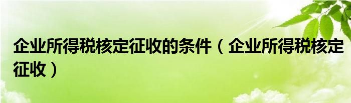 企业所得税核定征收的条件（企业所得税核定征收）