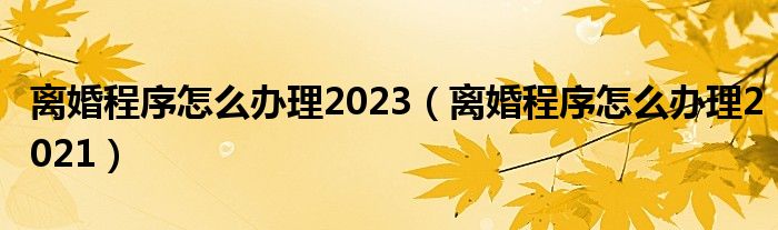 离婚程序怎么办理2023（离婚程序怎么办理2021）