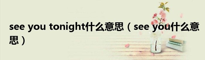 see you tonight什么意思（see you什么意思）