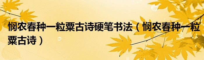 悯农春种一粒粟古诗硬笔书法（悯农春种一粒粟古诗）