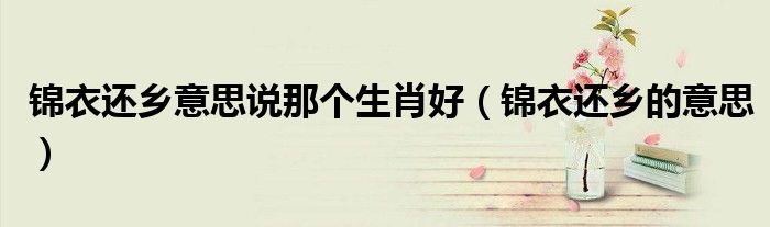 锦衣还乡意思说那个生肖好（锦衣还乡的意思）
