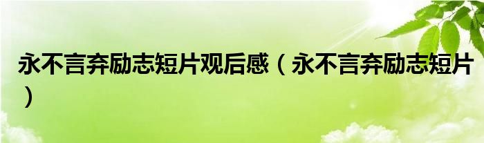 永不言弃励志短片观后感（永不言弃励志短片）