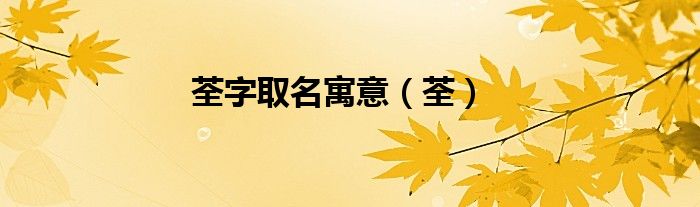 荃字取名寓意（荃）