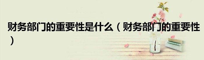 财务部门的重要性是什么（财务部门的重要性）