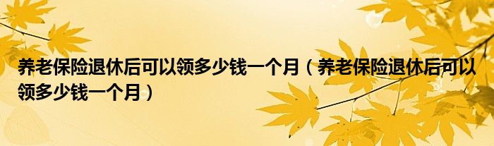 养老保险退休后可以领多少钱一个月（养老保险退休后可以领多少钱一个月）