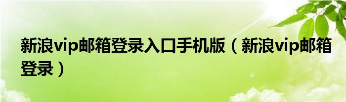 新浪vip邮箱登录入口手机版（新浪vip邮箱登录）