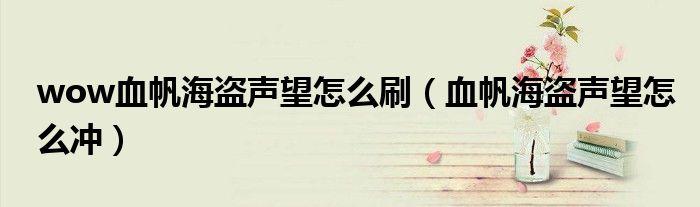 wow血帆海盗声望怎么刷（血帆海盗声望怎么冲）