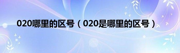 020哪里的区号（020是哪里的区号）