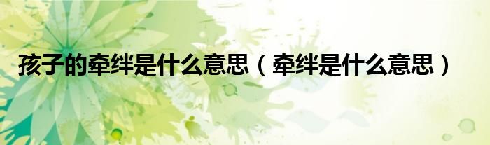 孩子的牵绊是什么意思（牵绊是什么意思）