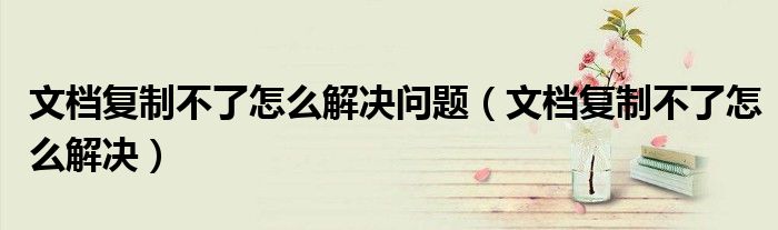 文档复制不了怎么解决问题（文档复制不了怎么解决）