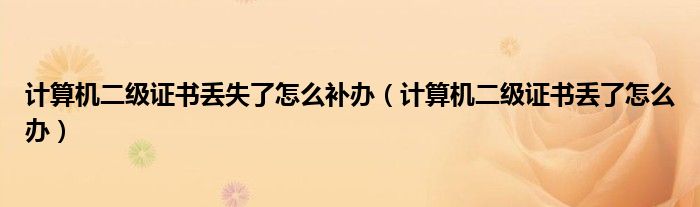 计算机二级证书丢失了怎么补办（计算机二级证书丢了怎么办）