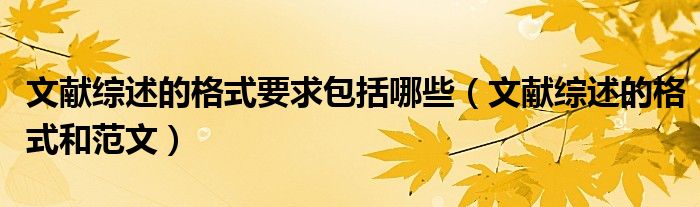 文献综述的格式要求包括哪些（文献综述的格式和范文）