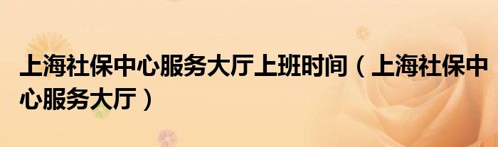 上海社保中心服务大厅上班时间（上海社保中心服务大厅）