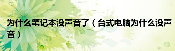 为什么笔记本没声音了（台式电脑为什么没声音）